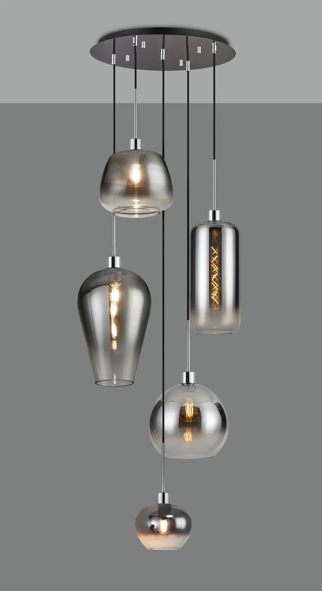 Lori Polished Chrome Ceiling Lights Deco Multiple Pendant